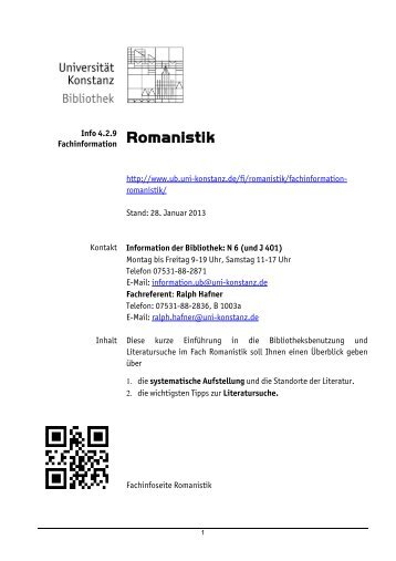 4.2.9 Romanistik - Bibliothek der Universität Konstanz