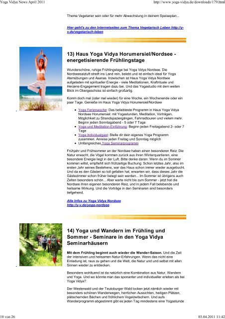 Yoga Vidya News April 2011