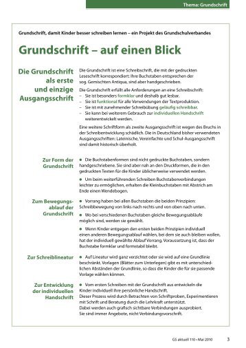 Grundschrift – auf einen Blick - Grundschulverband