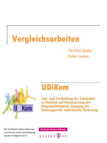 Vergleichsarbeiten UDiKom Aus- und Fortbildung der Lehrkräfte in