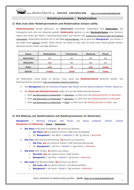 Relativpronomen / Relativsätze