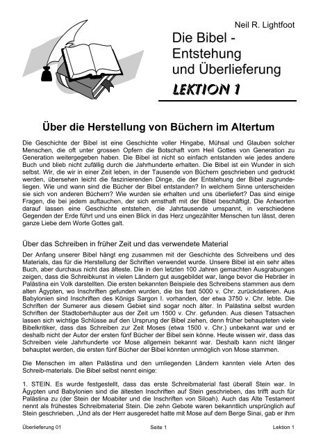 Entstehung Der Bibel Lektion 1 Uber Die Herstellung Bibelinfo Net