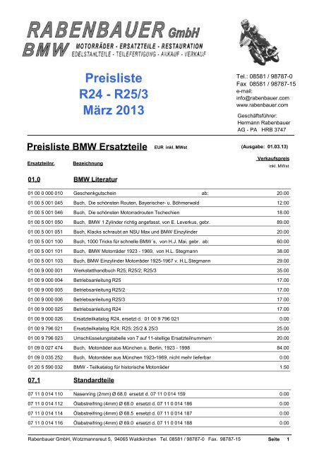Preisliste R24 - R25/3 MÄrz 2013 - Rabenbauer GmbH