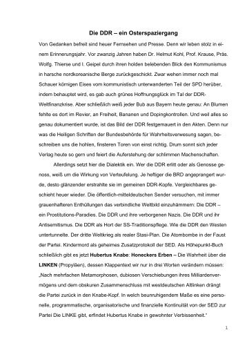 Die DDR – ein Osterspaziergang - von Matthias Biskupek