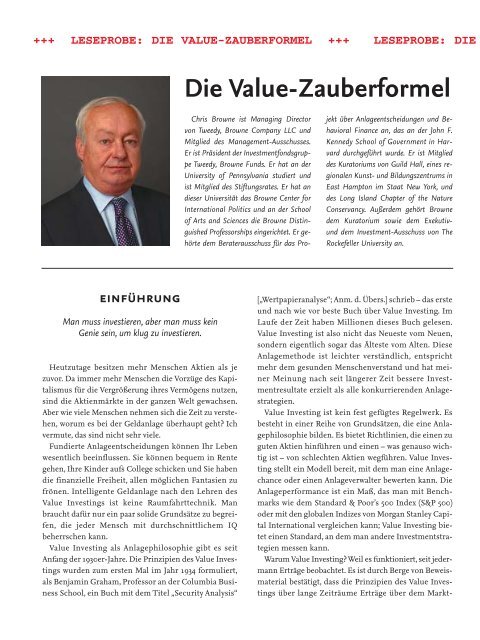 Die Value-Zauberformel - Financebooks.de