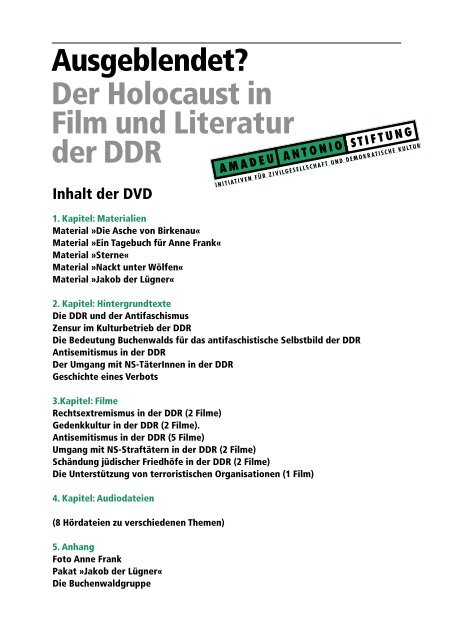 Ausgeblendet Der Holocaust In Film Und Literatur Der Ddr