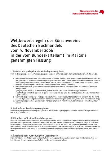 Wettbewerbsregeln - Börsenverein des Deutschen Buchhandels