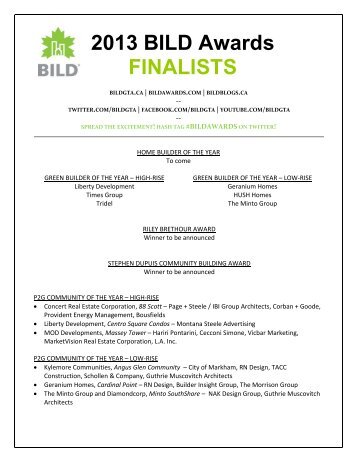 2013 BILD Awards FINALISTS