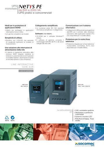 UPS monofase NeTYS PE da 600 a 2000 VA UPS pratici e ...