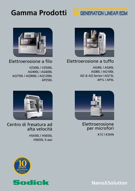 Product Range Brochure, 07/2011 - Sodick