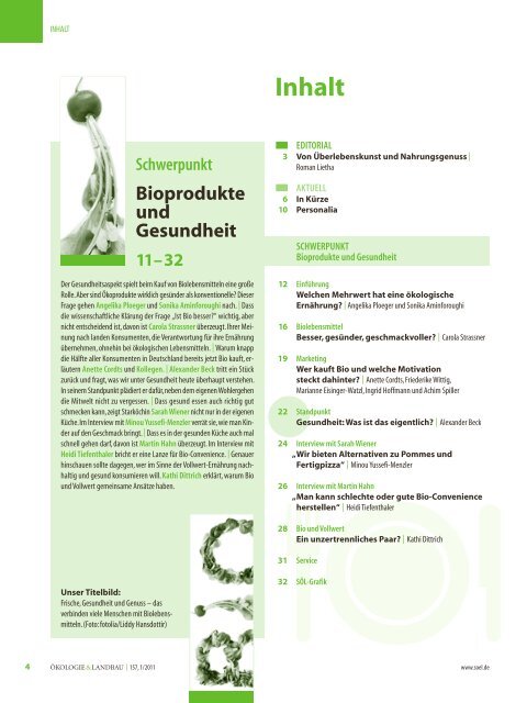 Heft 157, 1/2011 - Stiftung Ökologie & Landbau