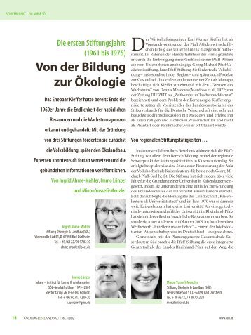 Von der Bildung zur Ökologie - Stiftung Ökologie & Landbau