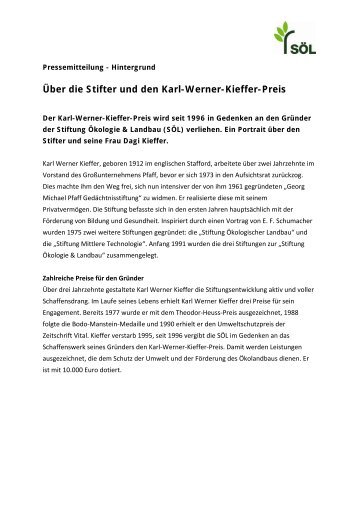 Über die Stifter und den Karl-Werner-Kieffer-Preis - Stiftung ...