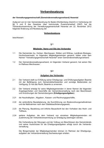 Verbandssatzung Verwaltungsgemeinschaft Hexental (46 ... - SÃ¶lden
