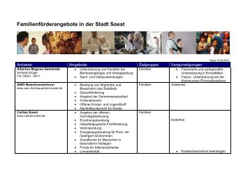 FamilienfÃ¶rderangebote in der Stadt Soest