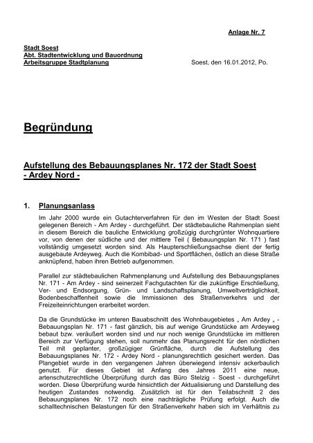Anlage Nr. 7_Begründung zum Bebauungsplan Nr. 172 - Soest