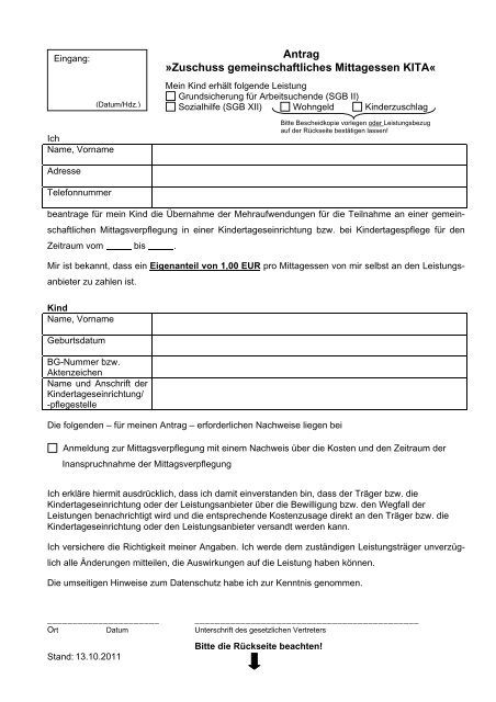 Antrag »Zuschuss gemeinschaftliches Mittagessen KITA« - Soest