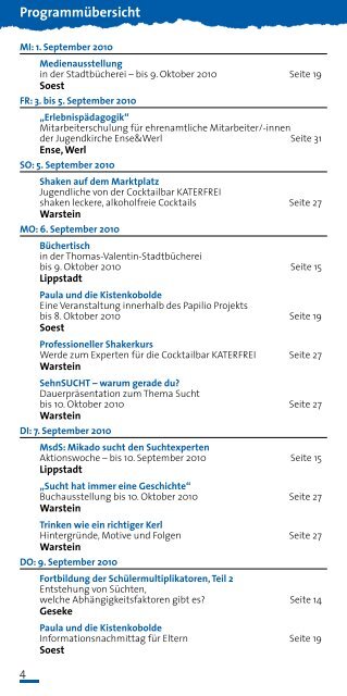 Programm "Sucht hat immer eine Geschichte" - Soest