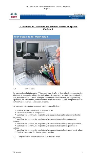 IT Essentials: PC Hardware and Software Version 4.0 Spanish Capítulo 1