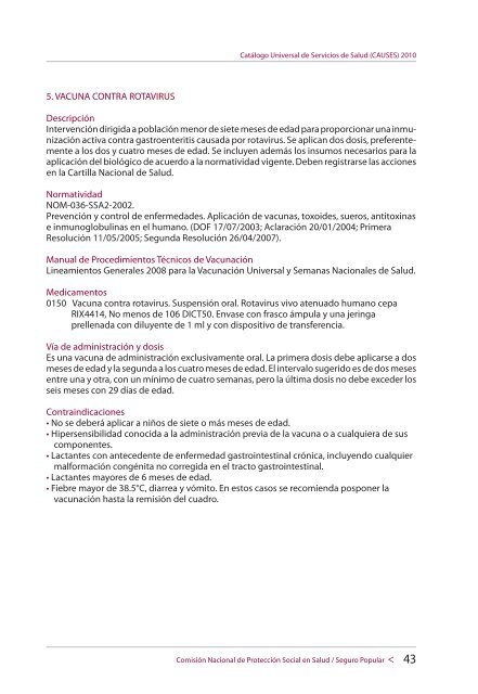 CATÁLOGO UNIVERSAL DE SERVICIOS DE SALUD (CAUSES)2010