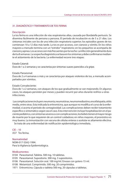 CATÁLOGO UNIVERSAL DE SERVICIOS DE SALUD (CAUSES)2010