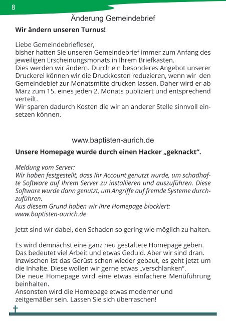 Gemeindebrief März bis Mai 2013