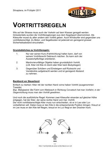 VORTRITTSREGELN - Kitesailing Schule Silvaplana