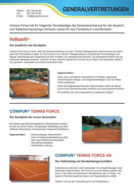 KATALOG 2012.indd - Joseph Tennisplatzbau AG