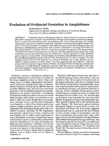 Evolution of Oviductal Gestation in Amphibians