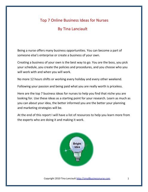 Top 7 Online Business Ideas For Nurses By Small Business Nurse Top 7 Online Business Ideas For Nurses By Small Business Nurse