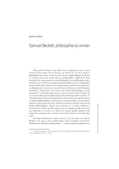 Samuel Beckett, philosophie du roman