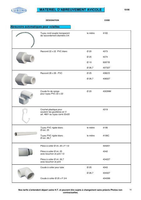 MATERIEL D'ABREUVEMENT AVICOLE