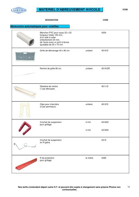 MATERIEL D'ABREUVEMENT AVICOLE