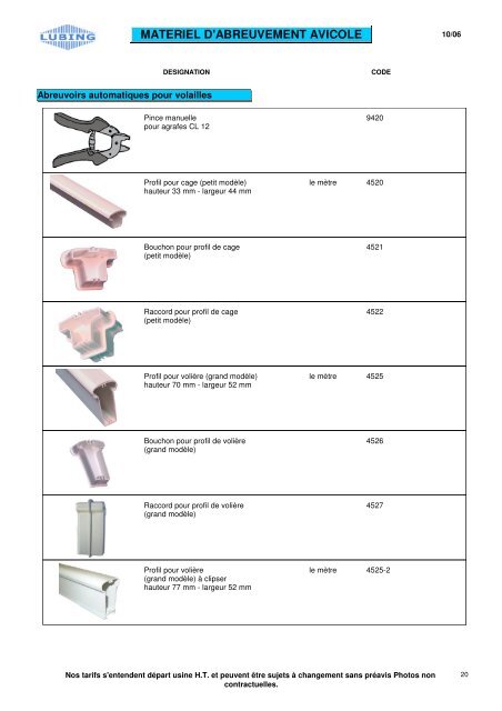 MATERIEL D'ABREUVEMENT AVICOLE