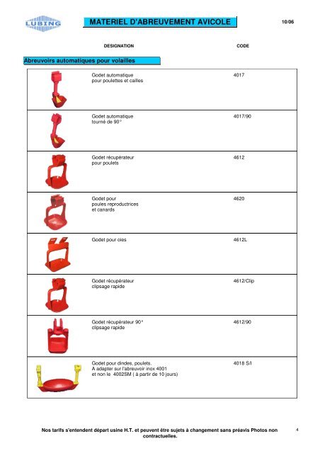 MATERIEL D'ABREUVEMENT AVICOLE