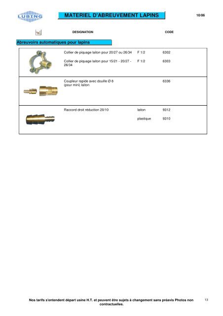 MATERIEL D'ABREUVEMENT LAPINS