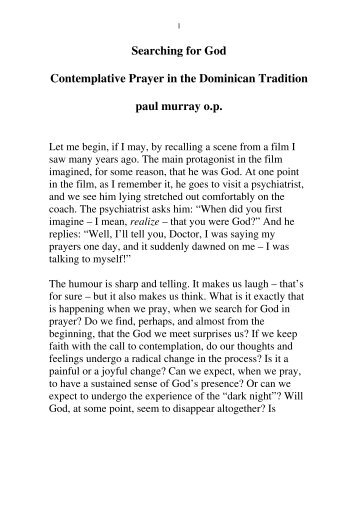 Searching for God Contemplative Prayer in the Dominican Tradition ...
