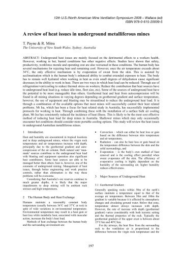 A review of heat issues in underground metalliferous mines - SME