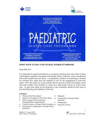 PORT WINE STAINS AND STURGE-WEBER SYNDROME ... - NUH