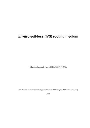 In vitro soil-less (IVS) rooting medium - Murdoch Research ...