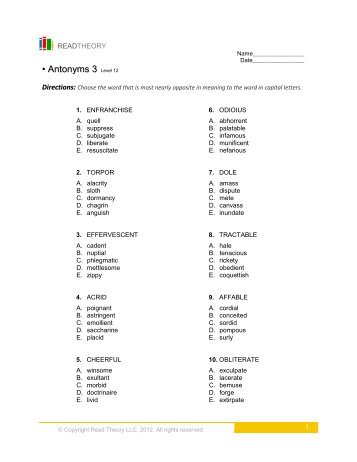 • Antonyms 3 - English for Everyone