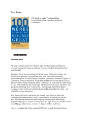 Press Release 100 Words to Make You Sound Great by the Editors ...