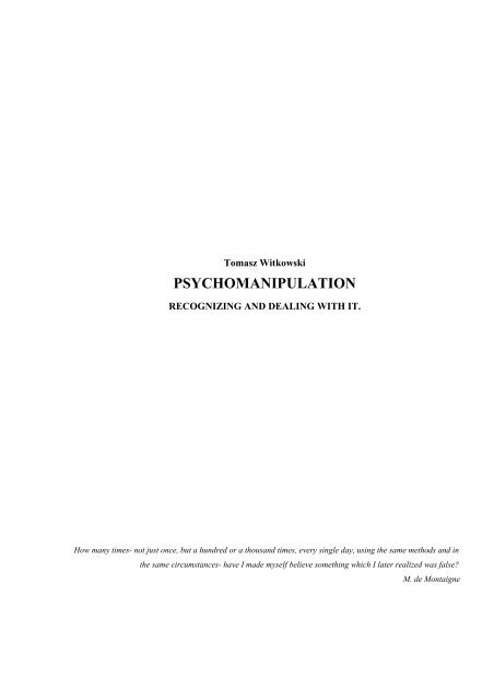PSYCHOMANIPULATION - Tomasz Witkowski