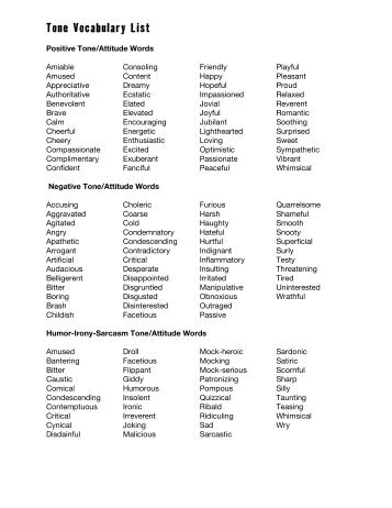 Tone Vocabulary List - Valencia College