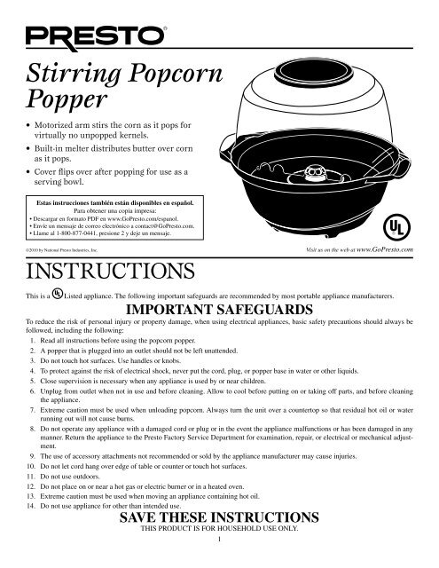 Presto corn popper sale