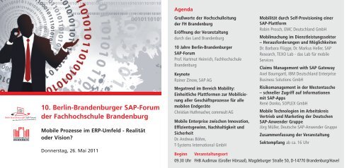 10. Berlin-Brandenburger SAP-Forum der Fachhochschule ...