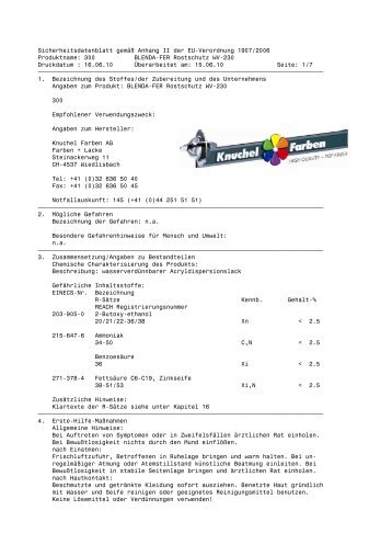 Sicherheits-Datenblatt - Knuchel Farben AG
