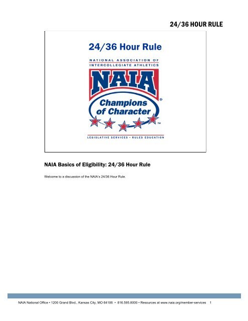 24/36 Hour Rule - NAIA