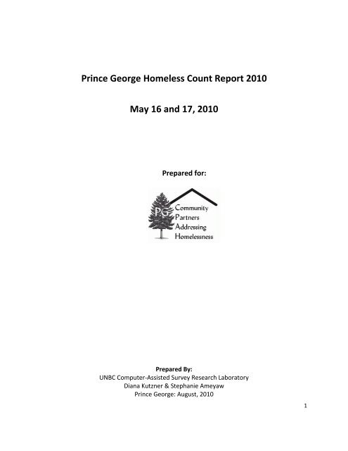 Homeless Count Tables - City of Prince George