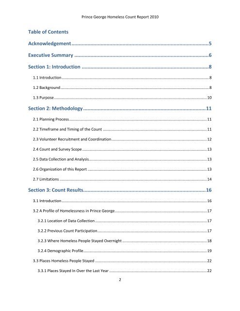 Homeless Count Tables - City of Prince George